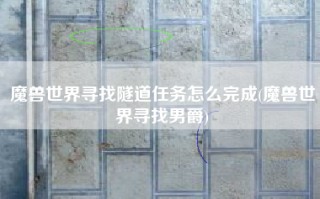 魔兽世界寻找隧道任务怎么完成(魔兽世界寻找男爵)