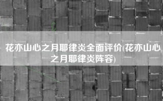 花亦山心之月耶律炎全面评价(花亦山心之月耶律炎阵容)
