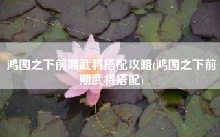 鸿图之下前期武将搭配攻略(鸿图之下前期武将搭配)