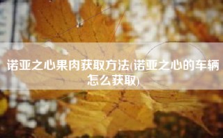 诺亚之心果肉获取方法(诺亚之心的车辆怎么获取)
