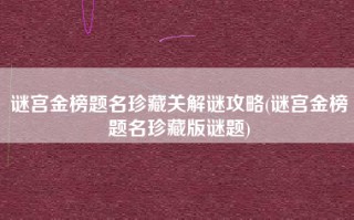 谜宫金榜题名珍藏关解谜攻略(谜宫金榜题名珍藏版谜题)