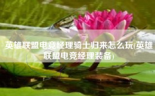 英雄联盟电竞经理骑士归来怎么玩(英雄联盟电竞经理装备)