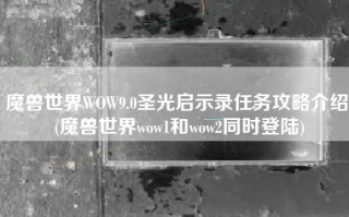 魔兽世界WOW9.0圣光启示录任务攻略介绍 (魔兽世界wow1和wow2同时登陆)