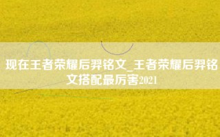 现在王者荣耀后羿铭文_王者荣耀后羿铭文搭配最厉害2021