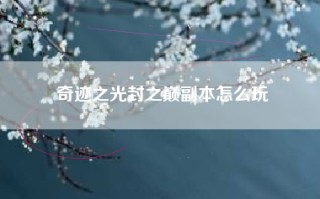 奇迹之光封之巅副本怎么玩