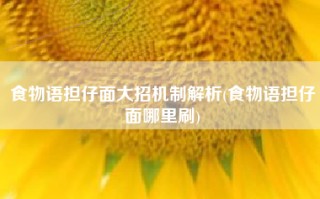 食物语担仔面大招机制解析(食物语担仔面哪里刷)