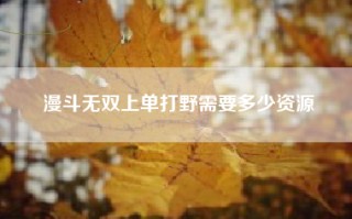 漫斗无双上单打野需要多少资源