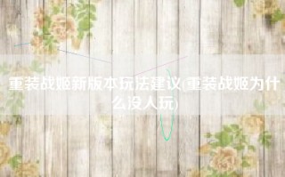 重装战姬新版本玩法建议(重装战姬为什么没人玩)