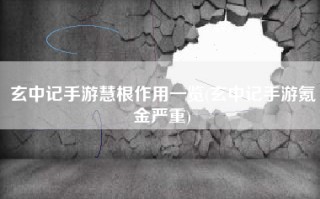 玄中记手游慧根作用一览(玄中记手游氪金严重)