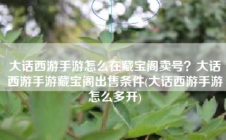 大话西游手游怎么在藏宝阁卖号？大话西游手游藏宝阁出售条件(大话西游手游怎么多开)