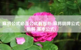 麻将公式必备公式有那些(麻将胡牌公式图解 基本公式)