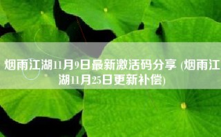 烟雨江湖11月9日最新激活码分享 (烟雨江湖11月25日更新补偿)