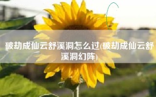 破劫成仙云舒溪洞怎么过(破劫成仙云舒溪洞幻阵)