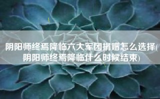 阴阳师终焉降临六大军团捐赠怎么选择(阴阳师终焉降临什么时候结束)