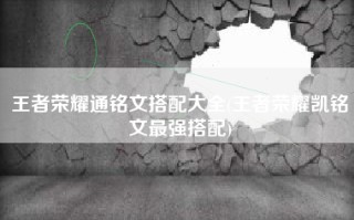 王者荣耀通铭文搭配大全(王者荣耀凯铭文最强搭配)