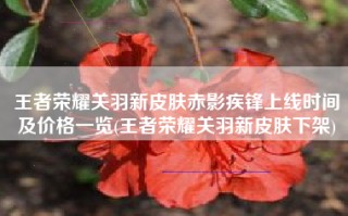 王者荣耀关羽新皮肤赤影疾锋上线时间及价格一览(王者荣耀关羽新皮肤下架)