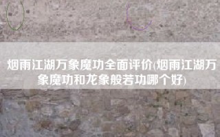烟雨江湖万象魔功全面评价(烟雨江湖万象魔功和龙象般若功哪个好)