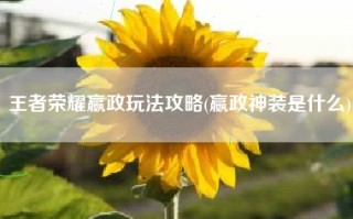 王者荣耀嬴政玩法攻略(嬴政神装是什么)
