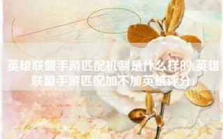 英雄联盟手游匹配机制是什么样的(英雄联盟手游匹配加不加英雄评分)