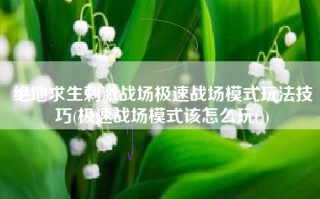 绝地求生刺激战场极速战场模式玩法技巧(极速战场模式该怎么玩())