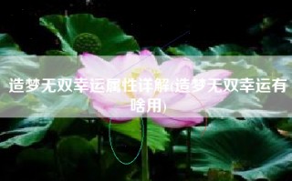 造梦无双幸运属性详解(造梦无双幸运有啥用)