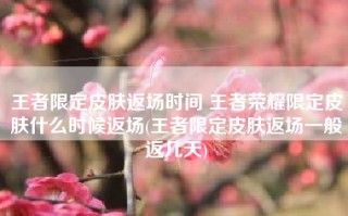 王者限定皮肤返场时间 王者荣耀限定皮肤什么时候返场(王者限定皮肤返场一般返几天)