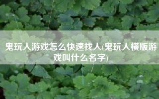鬼玩人游戏怎么快速找人(鬼玩人横版游戏叫什么名字)