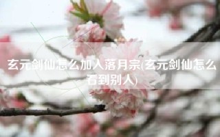 玄元剑仙怎么加入落月宗(玄元剑仙怎么看到别人)