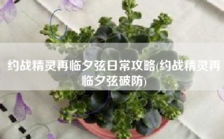 约战精灵再临夕弦日常攻略(约战精灵再临夕弦破防)