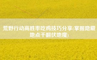 荒野行动高胜率吃鸡技巧分享(掌握隐藏地点干翻伏地魔)