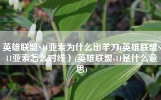 英雄联盟S11亚索为什么出羊刀(英雄联盟S11亚索怎么对线）(英雄联盟s11是什么意思)