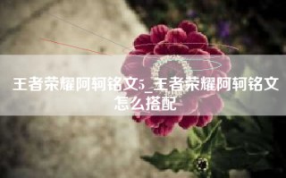 王者荣耀阿轲铭文5_王者荣耀阿轲铭文怎么搭配