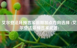 艾尔登法环预言家前期加点方向选择 (艾尔登法环预言家武器)
