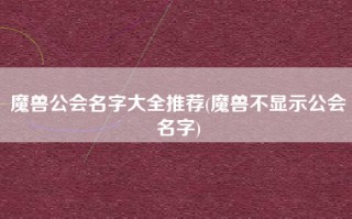 魔兽公会名字大全推荐(魔兽不显示公会名字)