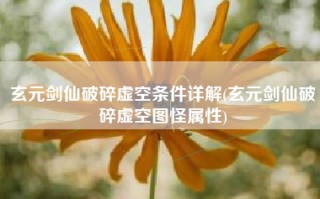 玄元剑仙破碎虚空条件详解(玄元剑仙破碎虚空图怪属性)