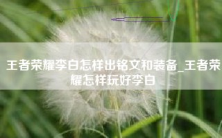 王者荣耀李白怎样出铭文和装备_王者荣耀怎样玩好李白