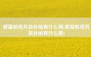 碧蓝航线兵装补给有什么用(碧蓝航线兵装补给有什么用)