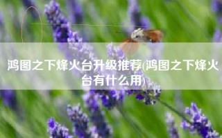 鸿图之下烽火台升级推荐(鸿图之下烽火台有什么用)
