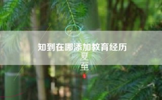 知到在哪添加教育经历