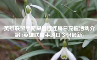 英雄联盟手游星运连连每日充值活动介绍 (英雄联盟手游口令码最新)