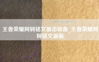 王者荣耀阿轲铭文暴击吸血_王者荣耀阿轲铭文最新