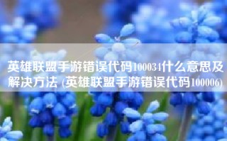 英雄联盟手游错误代码100034什么意思及解决方法 (英雄联盟手游错误代码100006)