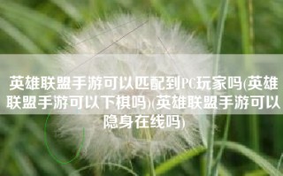 英雄联盟手游可以匹配到PC玩家吗(英雄联盟手游可以下棋吗)(英雄联盟手游可以隐身在线吗)