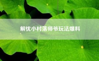 解忧小村落师爷玩法爆料