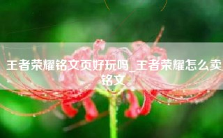 王者荣耀铭文页好玩吗_王者荣耀怎么卖铭文