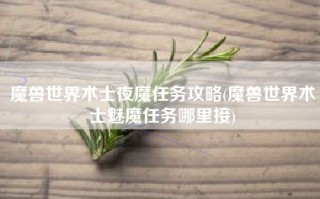 魔兽世界术士夜魔任务攻略(魔兽世界术士魅魔任务哪里接)