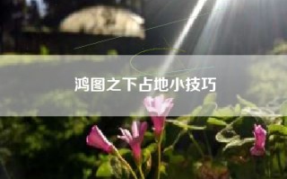 鸿图之下占地小技巧