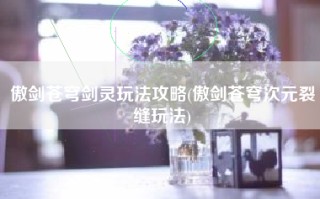 傲剑苍穹剑灵玩法攻略(傲剑苍穹次元裂缝玩法)