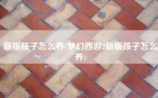 新版孩子怎么养(梦幻西游2新版孩子怎么养)