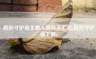 隐形守护者主要人物特点汇总(隐形守护者下载)